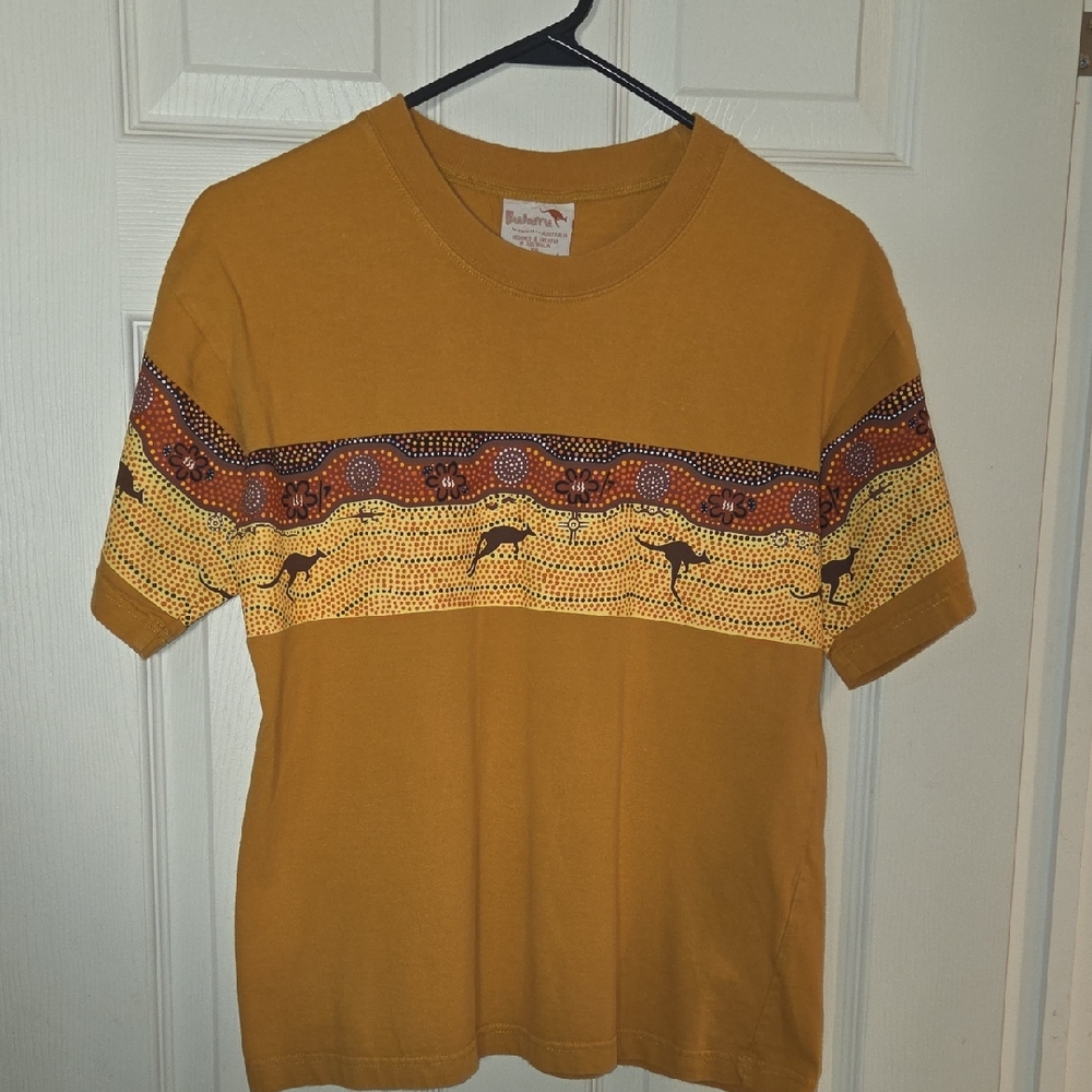 Bulurru Australia Mustard Graphic T-Shirt with Animal Print Size XS